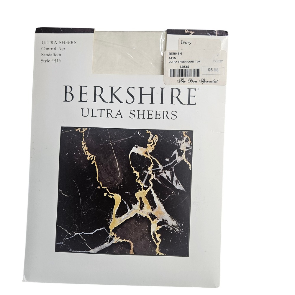 Vintage Berkshire Ultra Sheers Control Top Sandalfoot Pantyhose 3 Ivory 4415 NWT